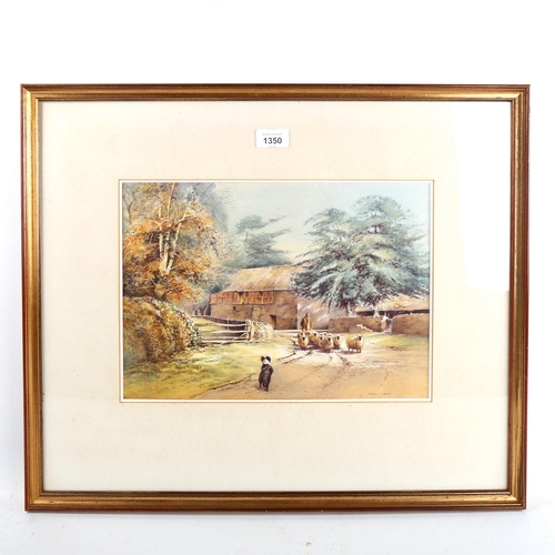 1350 - Gerry Ball (born 1948), watercolour, farm scene, signed, 26cm x 36cm, framed