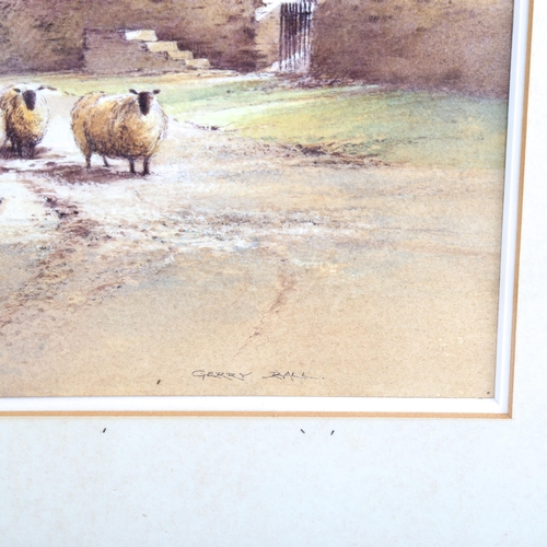 1350 - Gerry Ball (born 1948), watercolour, farm scene, signed, 26cm x 36cm, framed