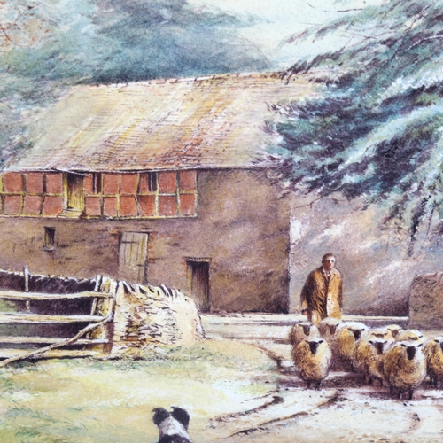 1350 - Gerry Ball (born 1948), watercolour, farm scene, signed, 26cm x 36cm, framed