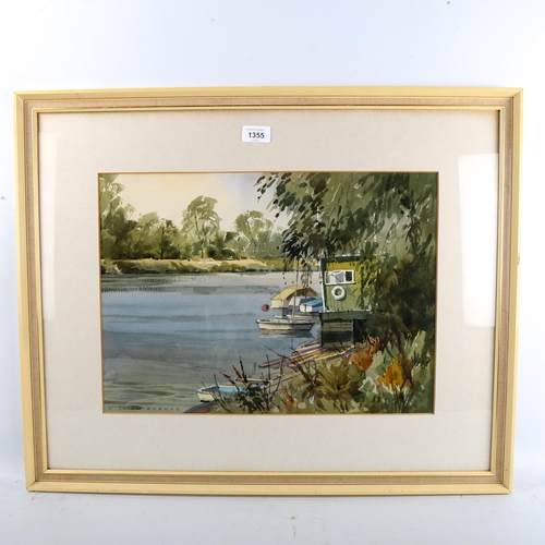 1355 - William Barnes, watercolour, river scene, signed, 33cm x 46cm, framed