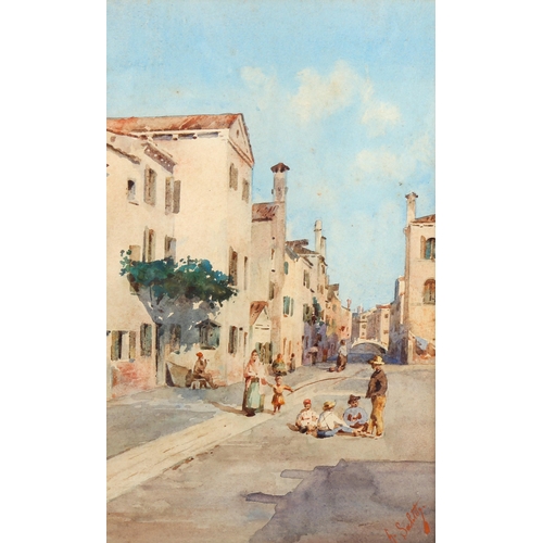 1361 - Carlo Saletta (1770 - 1849), watercolour, Continental street scene, signed, 27cm x 16cm, framed