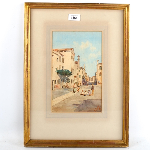 1361 - Carlo Saletta (1770 - 1849), watercolour, Continental street scene, signed, 27cm x 16cm, framed