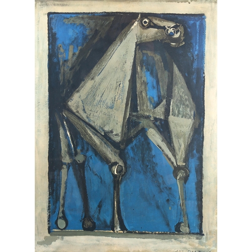 1366 - Marino, lithograph, abstract horse, signed in the plate, 53cm x 40cm, framed