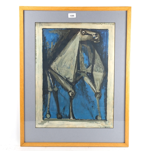 1366 - Marino, lithograph, abstract horse, signed in the plate, 53cm x 40cm, framed