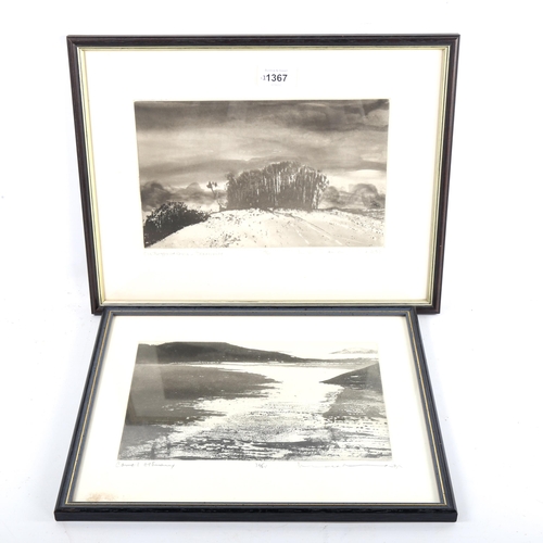 1367 - Norman Ackroyd (born 1938), 2 etchings, landscapes, signed and inscribed in pencil, image 16cm x 26c... 