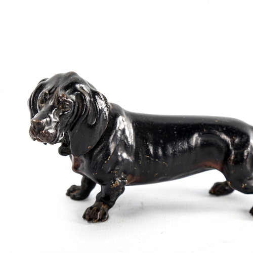 213 - An Austrian patinated bronze Dachshund, unsigned, circa 1900, length 13.5cm