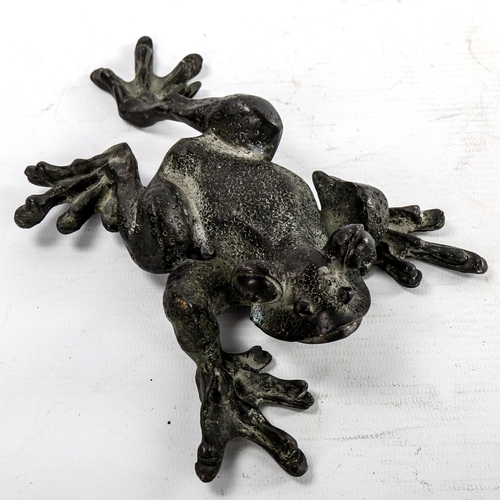 235 - A patinated bronze frog, length 19cm