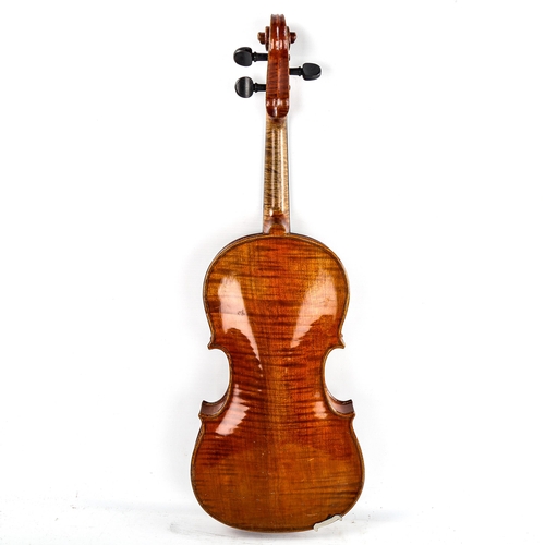 240 - An Antique violin, late 19th/early 20th century, retailed by London Violin Co Limited, bearing Strad... 