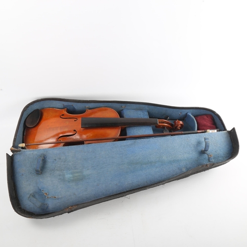 240 - An Antique violin, late 19th/early 20th century, retailed by London Violin Co Limited, bearing Strad... 