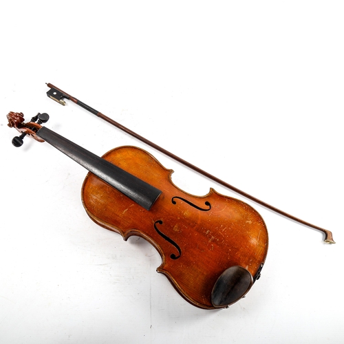 240 - An Antique violin, late 19th/early 20th century, retailed by London Violin Co Limited, bearing Strad... 