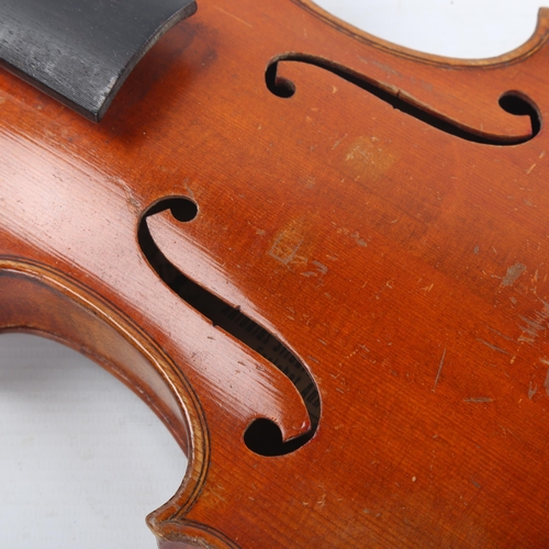 240 - An Antique violin, late 19th/early 20th century, retailed by London Violin Co Limited, bearing Strad... 