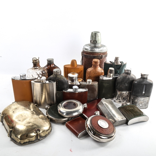 242 - A collection of hip flasks and spirit flasks