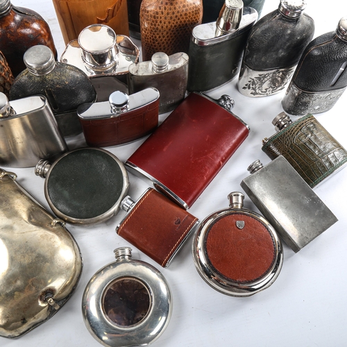 242 - A collection of hip flasks and spirit flasks