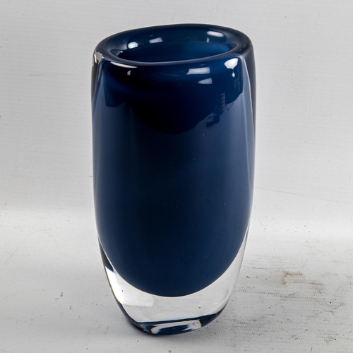 246 - VICKE LINSTRAND for KOSTA SWEDEN - blue glass vase, 1959, signed LH1338, height 18cm