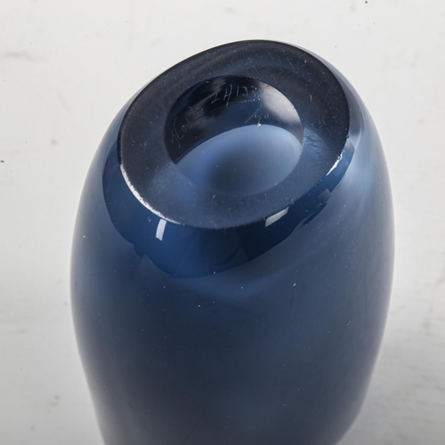 246 - VICKE LINSTRAND for KOSTA SWEDEN - blue glass vase, 1959, signed LH1338, height 18cm