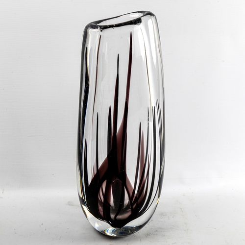 247 - VICKE LINSTRAND for KOSTA SWEDEN - black grass vase, 1955, signed LU2004, height 33cm