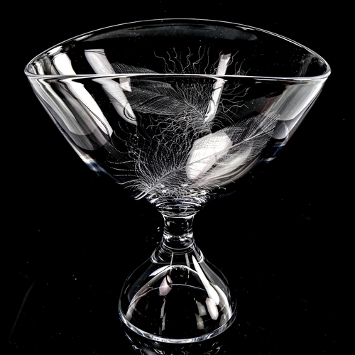 248 - VICKE LINSTRAND for KOSTA SWEDEN - glass bowl, Feathers, signed LG2451, diameter 21cm, height 20cm