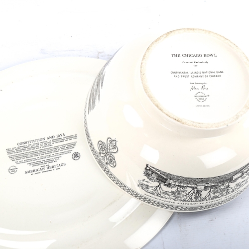 263 - Wedgwood Chicago bowl, limited edition, diameter 31cm, and a Constitution and Java commemorative pla... 