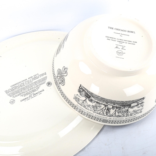 264 - Wedgwood Chicago bowl, limited edition, diameter 31cm, and a Constitution and Java commemorative pla... 