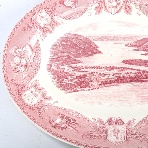 265 - 2 Wedgwood blue and pink transfer decorated platters, depicting US Military Academy Westpoint New Yo... 