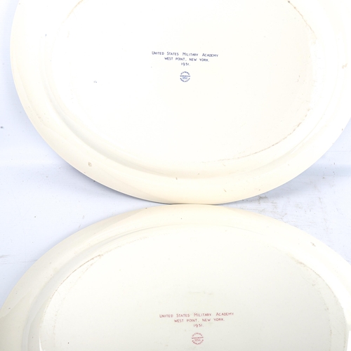 265 - 2 Wedgwood blue and pink transfer decorated platters, depicting US Military Academy Westpoint New Yo... 