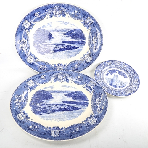 266 - A pair of Wedgwood blue transfer deco (3)rated platters, depicting US Military Academy Westpoint New... 