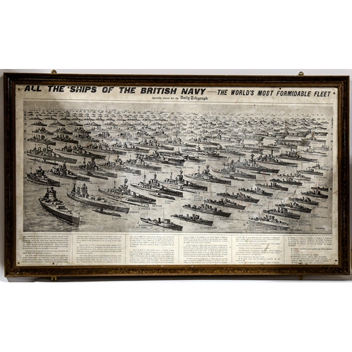 267 - All The Ships Of The British Navy, large format print published by The Daily Telegraph, framed, over... 