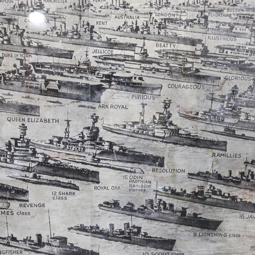 267 - All The Ships Of The British Navy, large format print published by The Daily Telegraph, framed, over... 