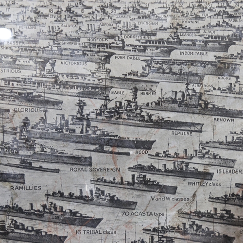 267 - All The Ships Of The British Navy, large format print published by The Daily Telegraph, framed, over... 