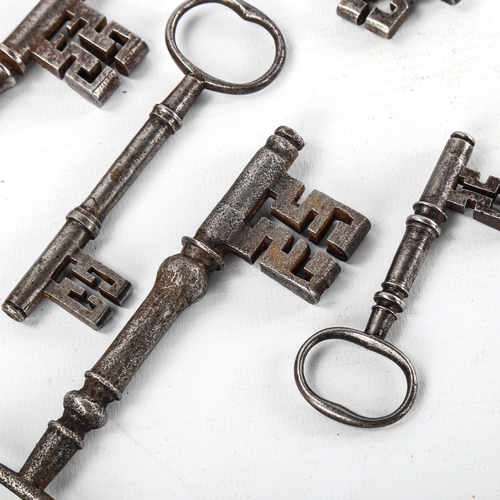 274 - A group of 6 large Antique steel keys, largest length 14.5cm