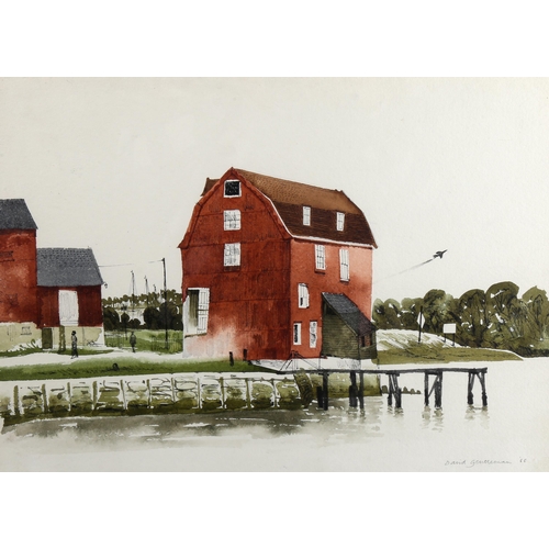 1383 - David Gentleman, watercolour, Woodnbridge Tide Mill, signed and dated 1966, with Fine Art Society Ex... 