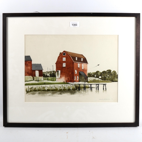 1383 - David Gentleman, watercolour, Woodnbridge Tide Mill, signed and dated 1966, with Fine Art Society Ex... 