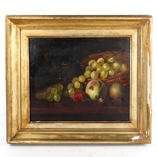 1386 - Henry George Todd, oil on canvas, still life fruit, 26cm x  31cm, framed