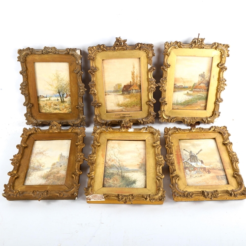 1389 - 6 x 19th century watercolours, rural landscapes, signed with monogram JLS, 15cm x 10cm, framed