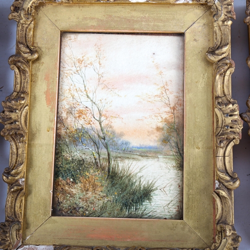 1389 - 6 x 19th century watercolours, rural landscapes, signed with monogram JLS, 15cm x 10cm, framed