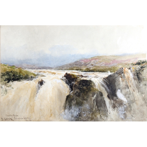 1401 - David Gould Green, watercolour, over the stones, Langham sketch, signed and dated 1890, 33cm x 50cm,... 