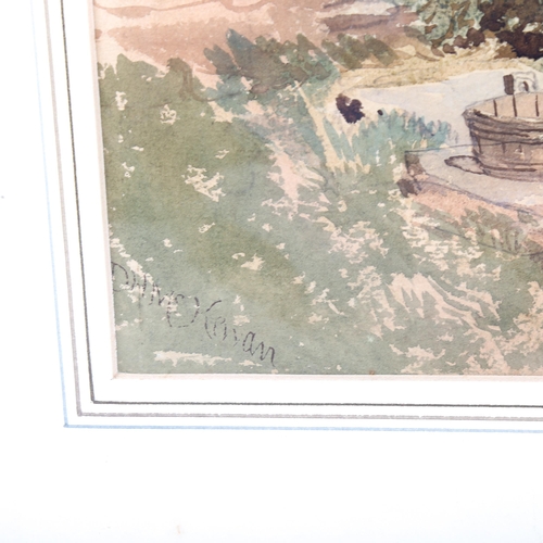 1403 - David Hall Mckewan, watercolour, cottage in the mountains, signed, 35cm x 53cm, mounted