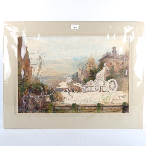 1405 - Alfred Charles Conrade (1863 - 1955), watercolour, scene in Madrid, signed, 39cm x 57cm, framed