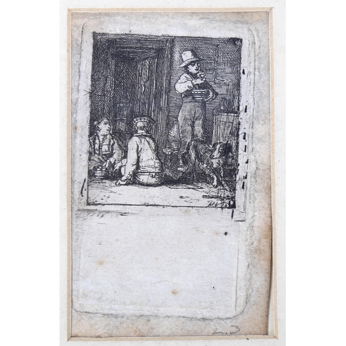 1430 - David Wilkie (1785 - 1841), etching, the Sedan chair, signed in the plate, image 4.5cm x 4cm, mounte... 