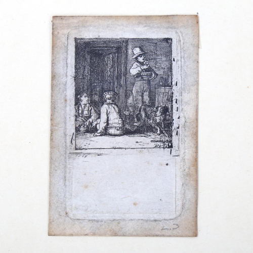 1430 - David Wilkie (1785 - 1841), etching, the Sedan chair, signed in the plate, image 4.5cm x 4cm, mounte... 