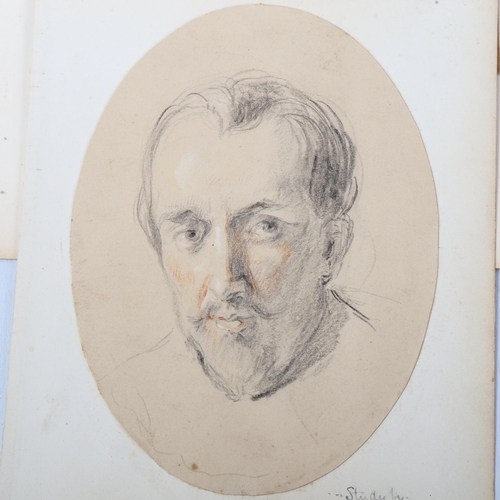 1433 - Sir William Allan (Scottish 1782 - 1850), pencil study for a portrait, 15cm x 11cm, mounted