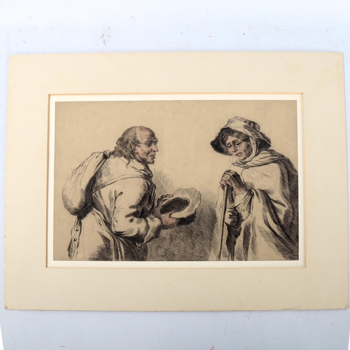 1435 - George Morland (1763 - 1804), charcoal/crayon, allegorical study, 24cm x 36cm, mounted