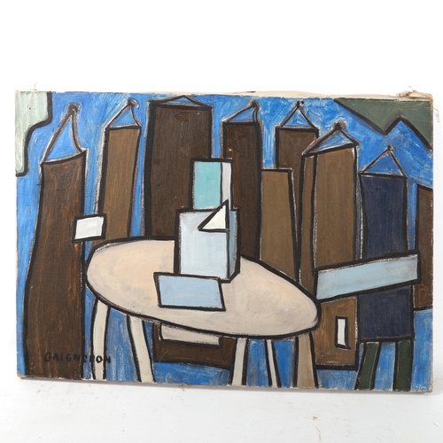 1438 - Jean De Gaigneron (1890 - 1976), oil on canvas, cubist still life, signed, 38cm x 55cm, unframed