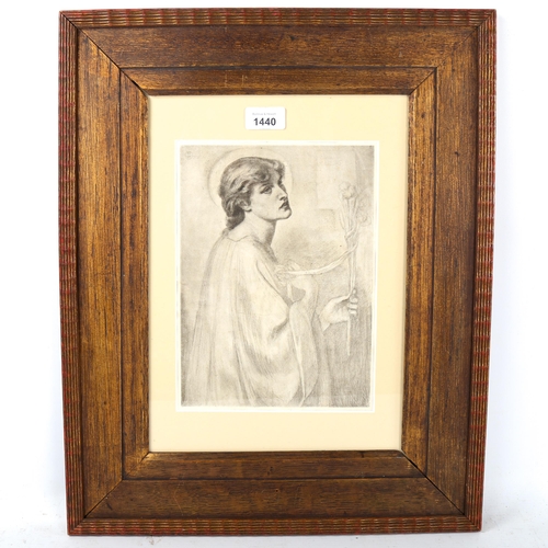 1440 - Dante Gabriel Rossetti, 19th century heliogravure, Sancta Lilias, printed in 1883, 27cm x 19cm, in A... 