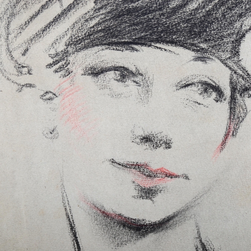 1451 - Ernest Thesiger (1879 - 1961), charcoal/crayon, portrait of Mary, signed, 35cm x 22cm, unframed