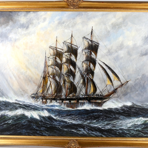 1453 - Andrew Kennedy, oil on canvas, The Iron Four Masted Barque Loch Torridon, signed, 60cm x 90cm, frame... 