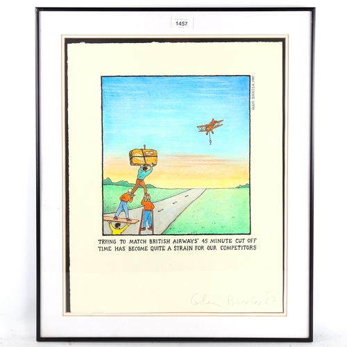 1457 - Glen Baxter, colour cartoon print, signed in pencil, 1987, sheet size 50cm x 39cm, framed