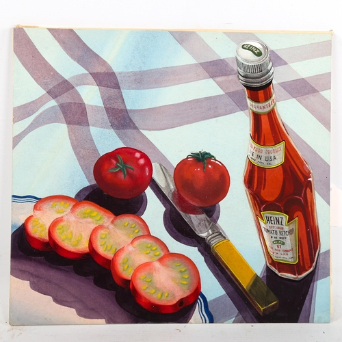 1463 - Philip Eugene Happe, watercolour, advertising design for Heinz Tomato Ketchup, 30cm x 32cm, unframed