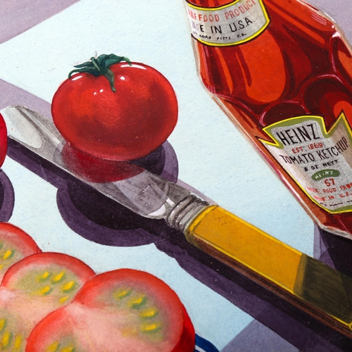 1463 - Philip Eugene Happe, watercolour, advertising design for Heinz Tomato Ketchup, 30cm x 32cm, unframed