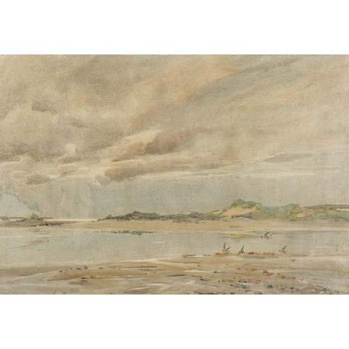 1465 - Oswald Garside, watercolour, beach scene, signed, 38cm x 56cm, framed